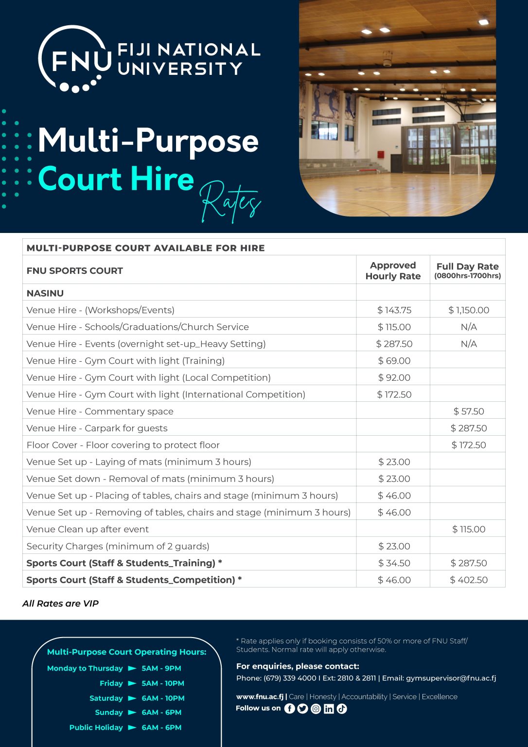 Pricing SPORTS AND WELLNESS CENTRE
